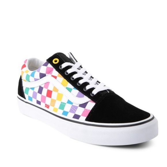 🌈 Vans Old Skool Rainbow Checkerboard Skater Shoe Unisex 7 Men / 8.5 Women - Picture 2 of 13